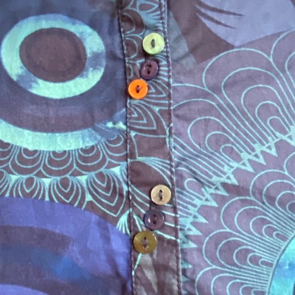 Desigual Blue Graphic Button Down Shirt - Picture 6 of 9